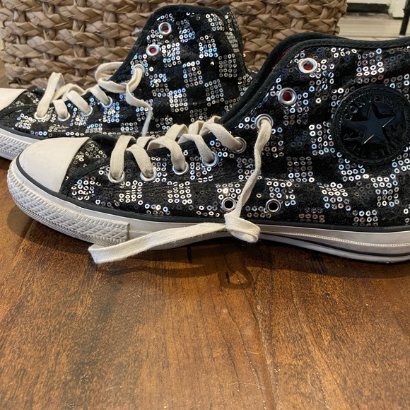 checkered high top converse
